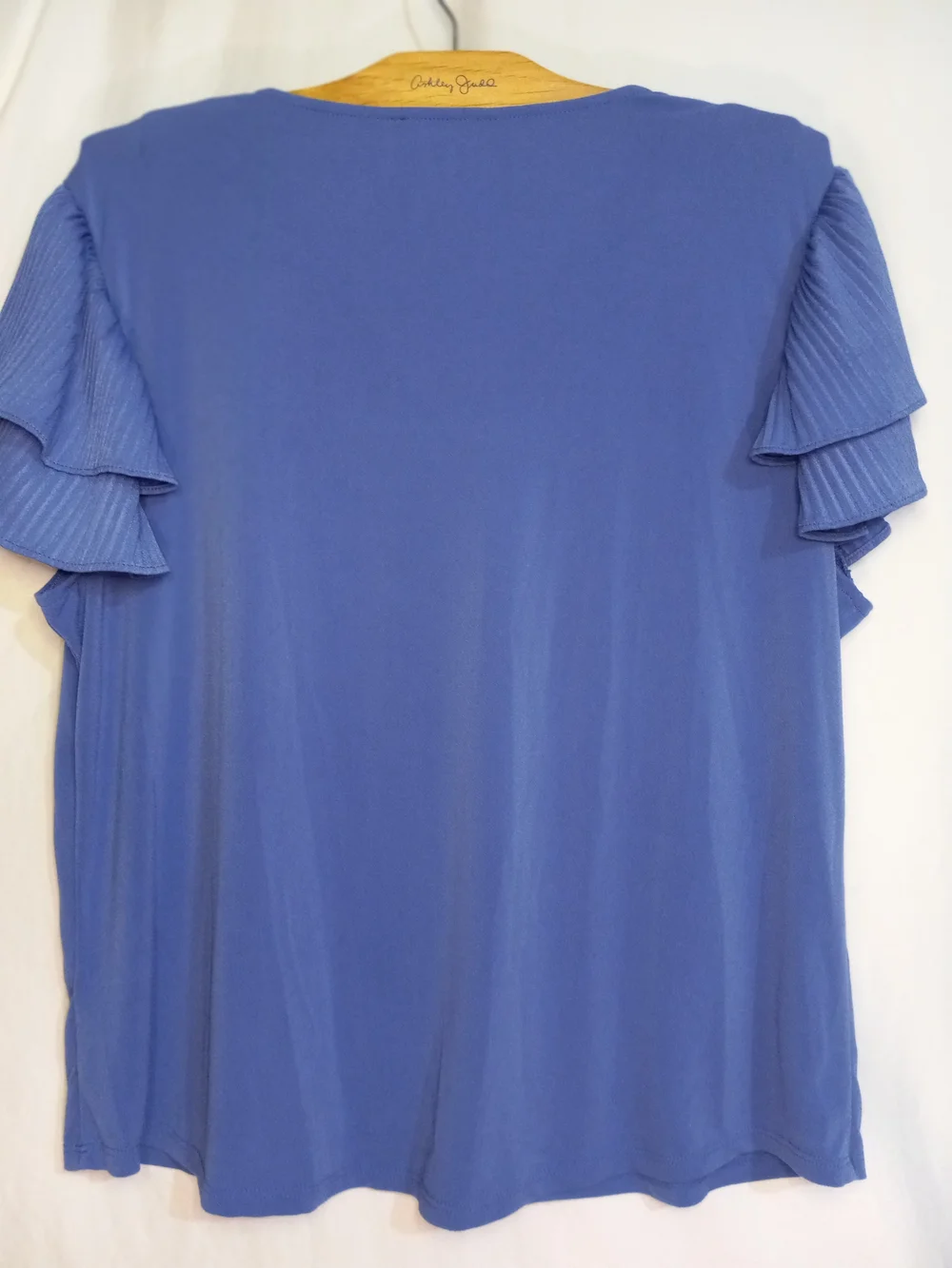 Adrianna Papell Cobalt Blue V-Neck Button Front Top with Flutter Sleeves